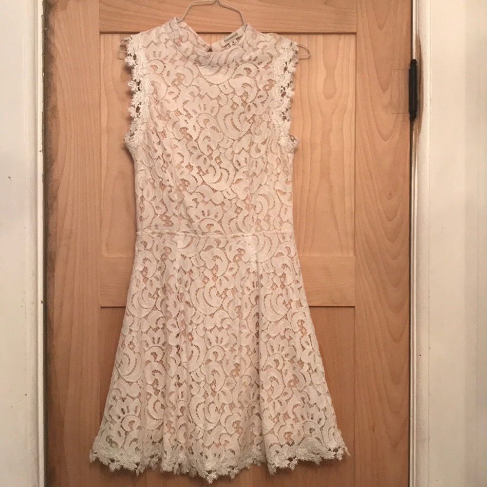 Francesca’s Open Back White Lace Dress